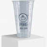 Personlig plastkopp med 'PURE Juice Bar' logo
