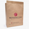 Papirpose i kraft med 'Mineslund'-logo