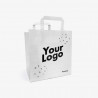 13L hvit papirpose med håndtak med din logo